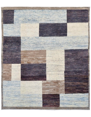 Blue & Purple Modern Wool Rug - 8` 2″ x 9` 5″