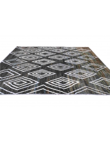 Blue & Brown Modern Wool Rug - 9` x 12` 2″