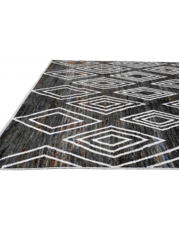 Blue & Brown Modern Wool Rug - 9` x 12` 2″