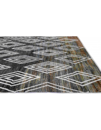 Blue & Brown Modern Wool Rug - 9` x 12` 2″