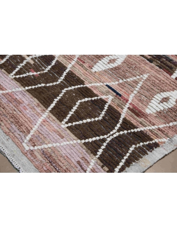 Pink & Brown Large Modern Wool Rug - 10` 2″ x 14″
