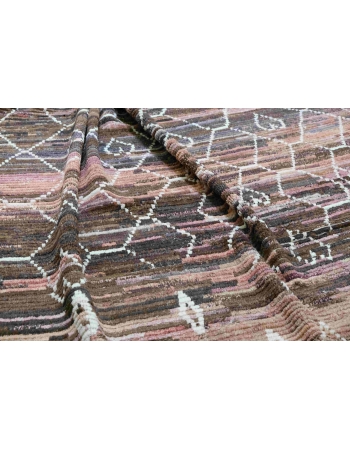 Pink & Brown Large Modern Wool Rug - 10` 2″ x 14″
