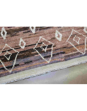 Pink & Brown Large Modern Wool Rug - 10` 2″ x 14″