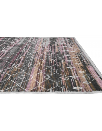 Pink & Brown Large Modern Wool Rug - 10` 2″ x 14″
