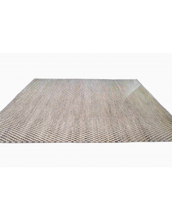 Brown & Off White Modern Wool Rug - 9` 4″ x 12` 2″