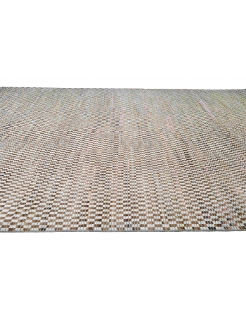 Brown & Off White Modern Wool Rug - 9` 4″ x 12` 2″