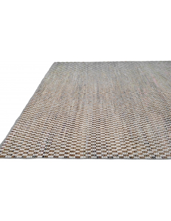 Brown & Off White Modern Wool Rug - 9` 4″ x 12` 2″