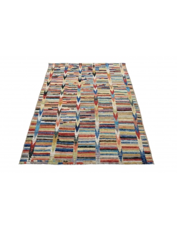 Colorful Small Modern Wool Rug - 3` 10″ x 5` 7″