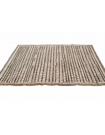 Brown & Neutral Modern Wool Rug - 4` x 5` 3″