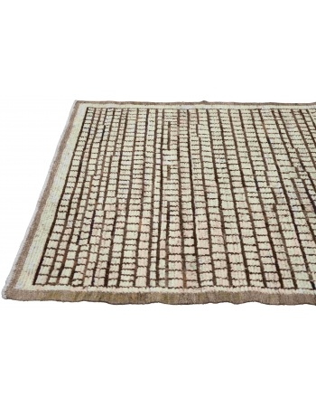 Brown & Neutral Modern Wool Rug - 4` x 5` 3″