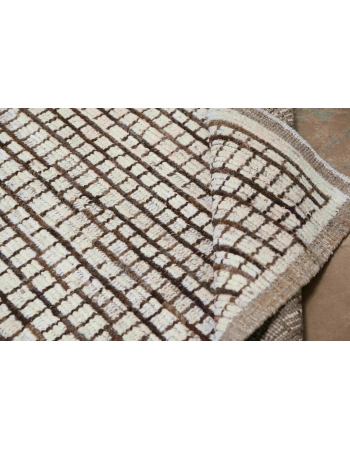 Brown & Neutral Modern Wool Rug - 4` x 5` 3″