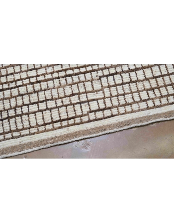 Brown & Neutral Modern Wool Rug - 4` x 5` 3″