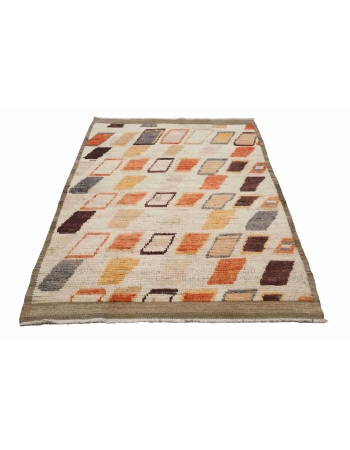 Rust & Brown Modern Wool Rug - 3` 9″ x 6`