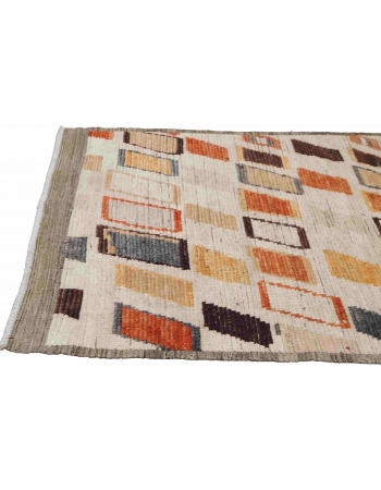 Rust & Brown Modern Wool Rug - 3` 9″ x 6`