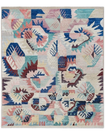 Modern Multicolor Hand Knotted Wool Rug - 8` 4″ x 10`