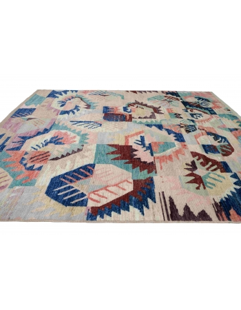 Modern Multicolor Hand Knotted Wool Rug - 8` 4″ x 10`