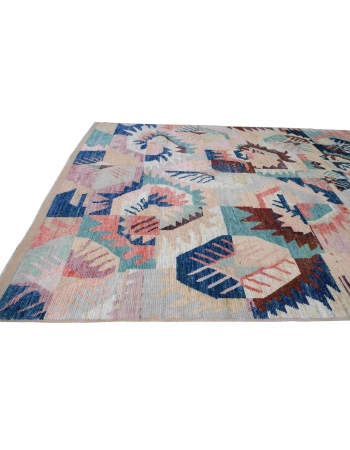 Modern Multicolor Hand Knotted Wool Rug - 8` 4″ x 10`