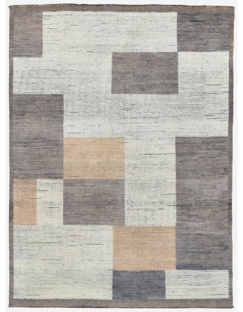 Taupe & Neutral Modern Wool Rug - 6` 3″ x 8` 5″