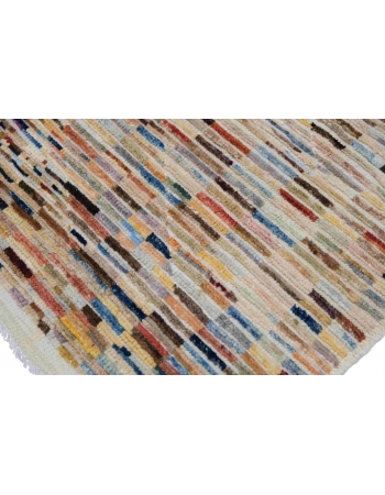 Modern Multicolor Hand Knotted Wool Rug - 6` 8 x 9` 8″