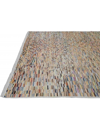 Modern Multicolor Hand Knotted Wool Rug - 6` 8 x 9` 8″