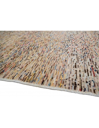 Modern Multicolor Hand Knotted Wool Rug - 6` 8 x 9` 8″