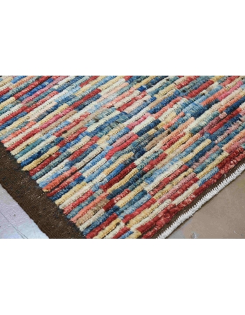 Hand Knotted Multicolor Modern Wool Rug - 5` 1″ x 6` 8″