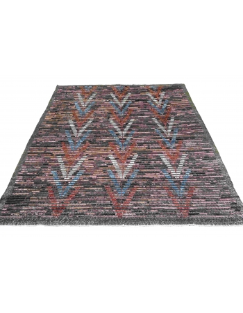 Blue & Brown Modern Wool Rug - 5` 9″ x 6` 8″