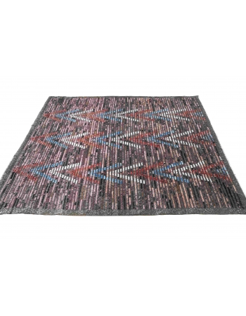 Blue & Brown Modern Wool Rug - 5` 9″ x 6` 8″