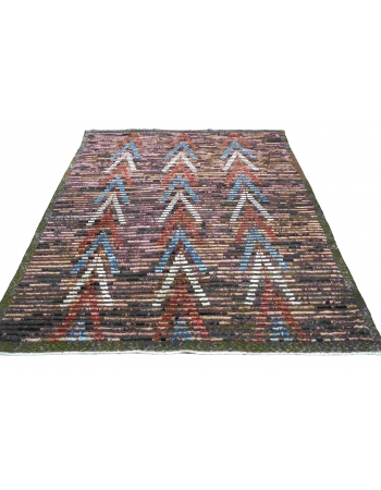 Blue & Brown Modern Wool Rug - 5` 9″ x 6` 8″