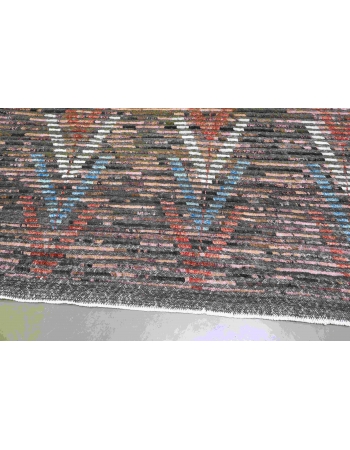 Blue & Brown Modern Wool Rug - 5` 9″ x 6` 8″