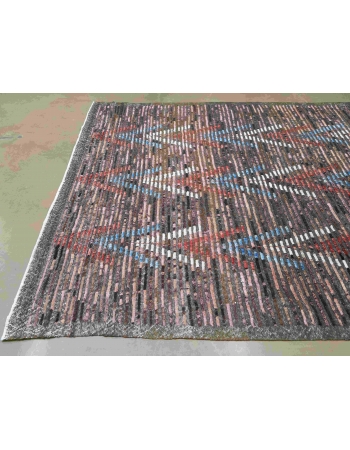 Blue & Brown Modern Wool Rug - 5` 9″ x 6` 8″