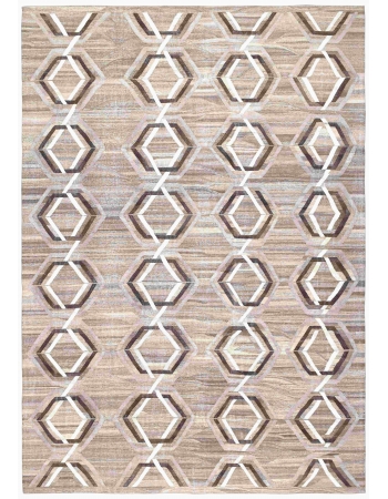 Brown & Neutral Oversized Handwoven Kilim Rug - 13` 6″ x 19` 2″