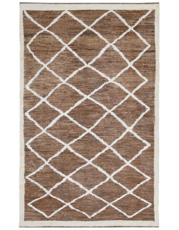 Brown & White Modern Wool Rug - 6` 4″ x 10` 1″
