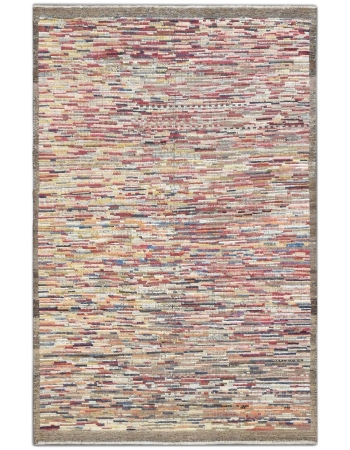 Modern Multicolor Handknotted Wool Rug - 5` 6″ x 8` 6″