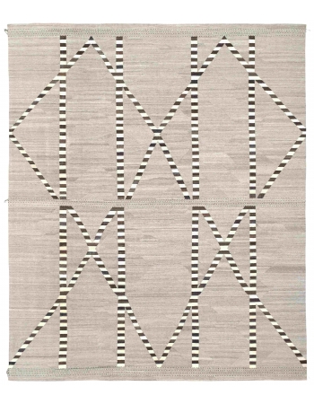Neutral & Brown Handwoven Oversized Kilim Rug - 13` 3″ x 16`