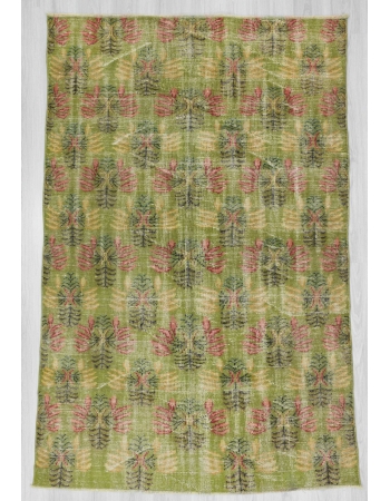 Vintage green Turkish deco rug