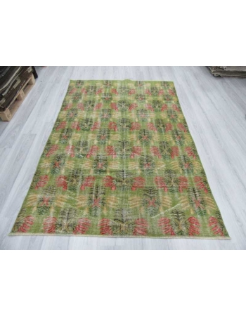 Vintage green Turkish deco rug