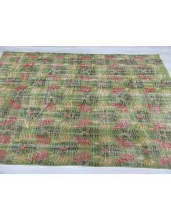Vintage green Turkish deco rug