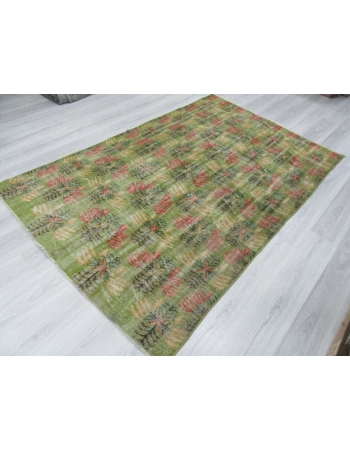 Vintage green Turkish deco rug