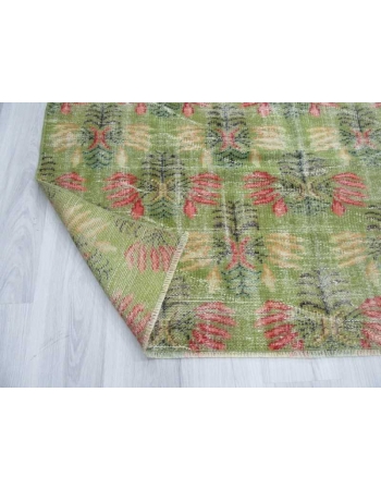 Vintage green Turkish deco rug