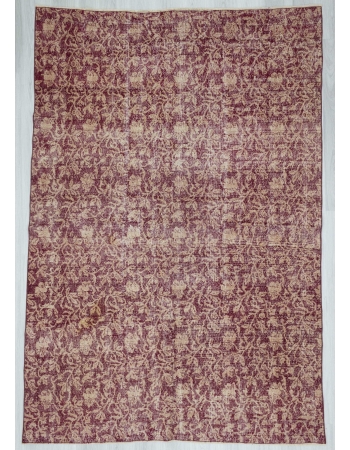 Vintage floral designed burgundy Turkish deco rug