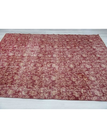 Vintage floral designed burgundy Turkish deco rug