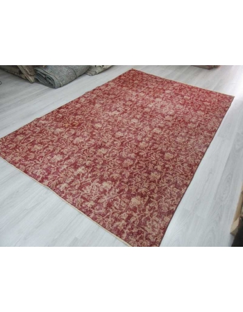 Vintage floral designed burgundy Turkish deco rug