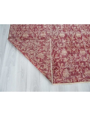 Vintage floral designed burgundy Turkish deco rug