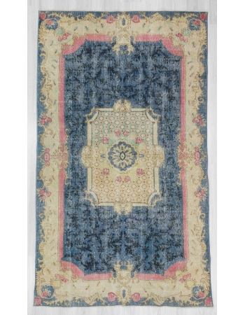 Vintage blue ground Turkish deco rug