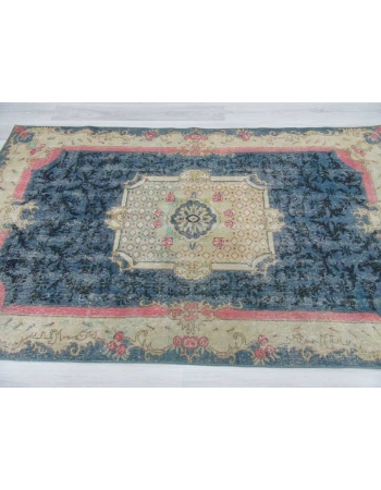 Vintage blue ground Turkish deco rug