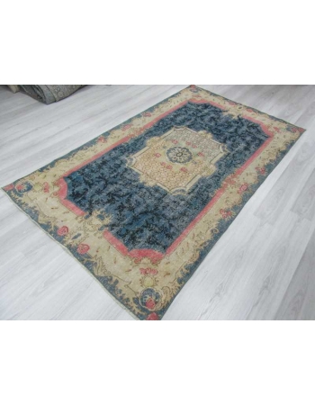 Vintage blue ground Turkish deco rug