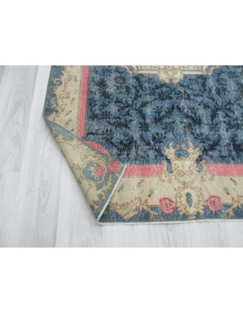 Vintage blue ground Turkish deco rug