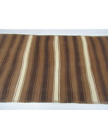 White & Brown striped vintage Turkish kilim rug