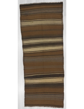 Handwoven vintage striped Turkish kilim runner rug